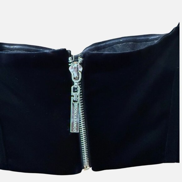 Bronx and Banco Maria Black Velvet Retro Glam Crop Top Women's size XS/US 2 - Picture 12 of 12